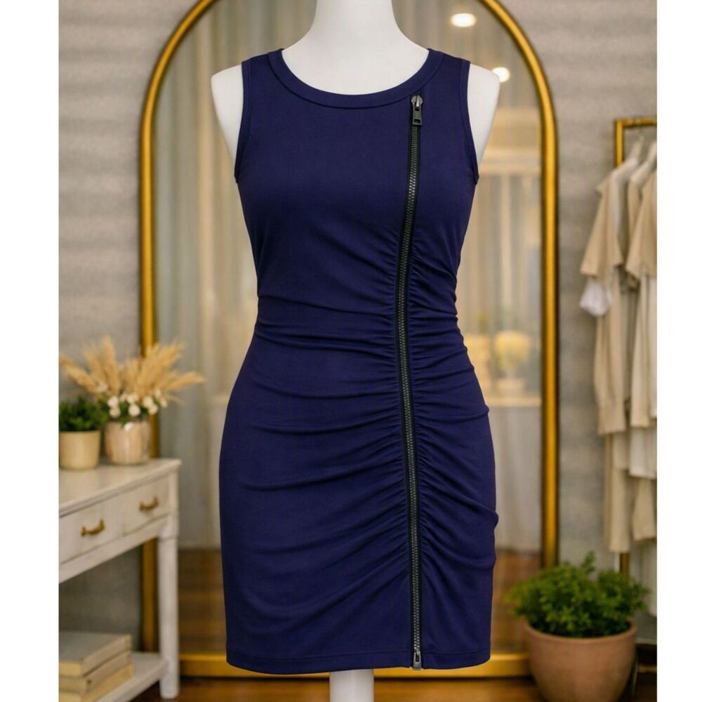 Marc New York by Andrew Marc Women's Sleeveless Front Side Zipper Ruche Dress 2